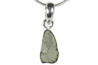 Green Moldavite Tektite Pendant ( g) - Sterling Silver #382698