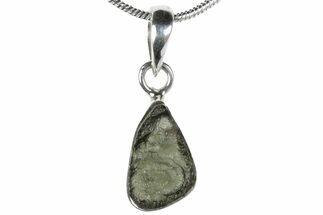 Green Moldavite Tektite Pendant ( g) - Sterling Silver #382700