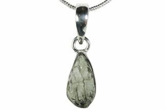 Green Moldavite Tektite Pendant ( g) - Sterling Silver #382701