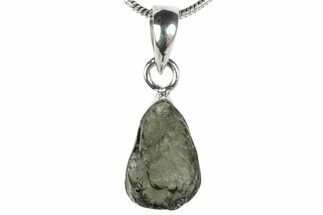 Green Moldavite Tektite Pendant ( g) - Sterling Silver #382702