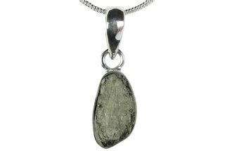 Green Moldavite Tektite Pendant ( g) - Sterling Silver #382703
