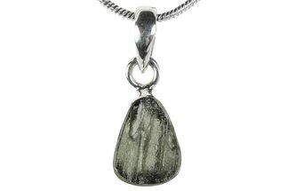 Green Moldavite Tektite Pendant ( g) - Sterling Silver #382704