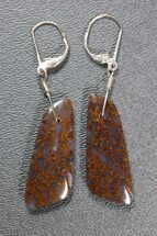 Orange/Brown Spiderweb Dinosaur Gembone Earrings #22526